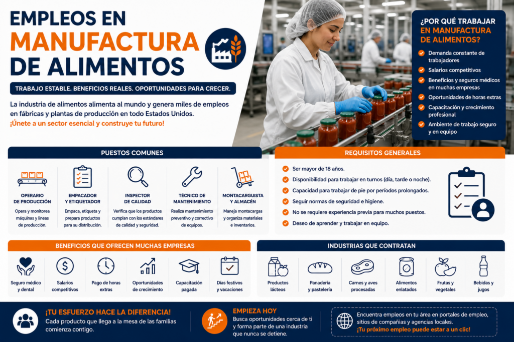 Empleos en manufactura de alimentos